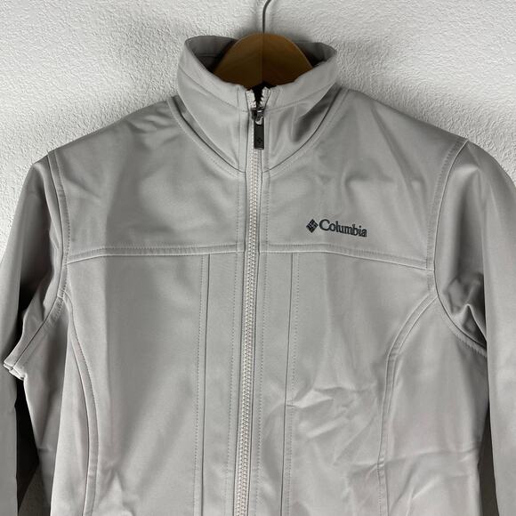 Columbia Full Zip Lined Jacket Women's Size Small Light Gray Beige Soft Shell - Picture 2 of 12